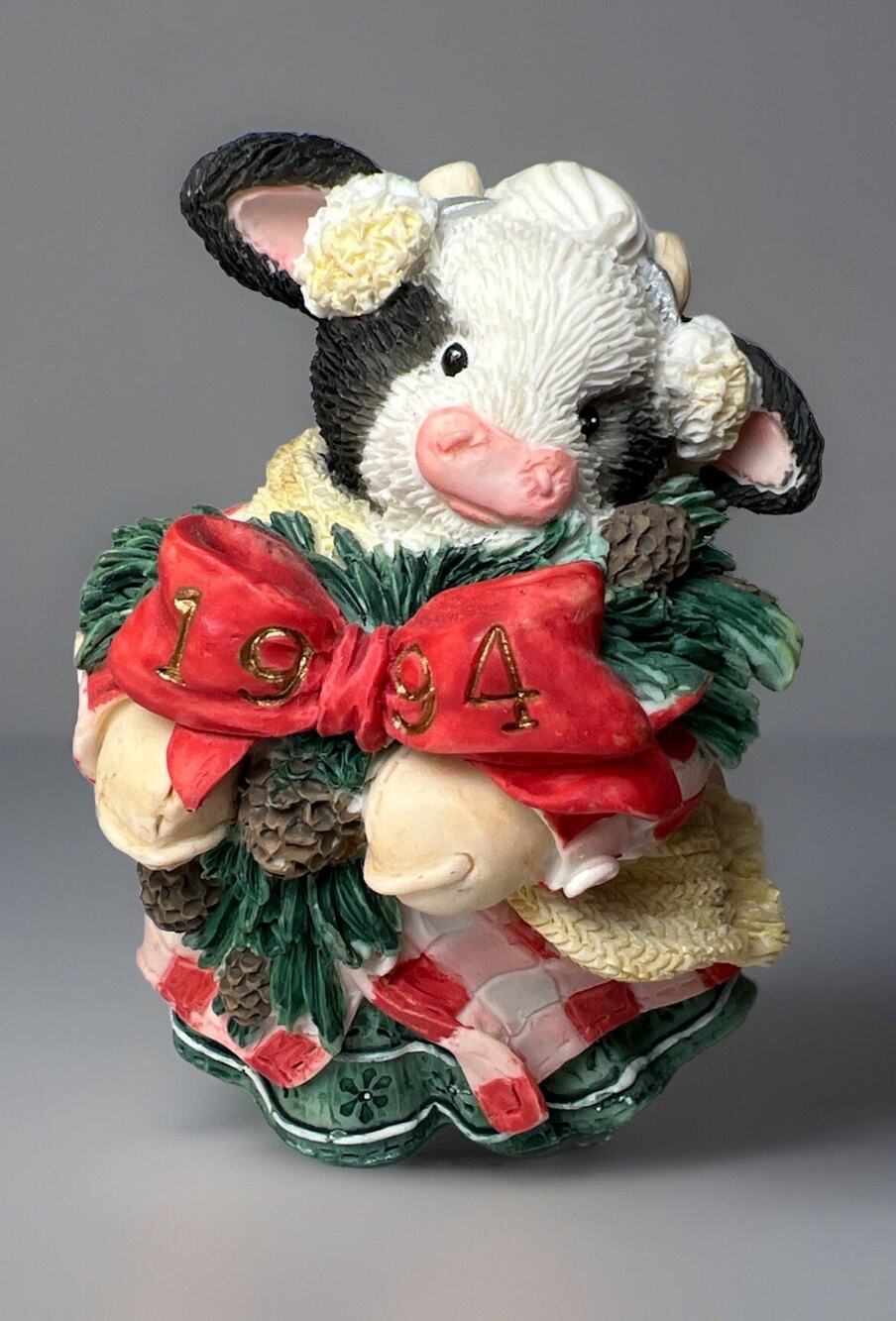 Enesco 1994 Mary’s Moo Moos HEFFERGREEN 651664 Christmas Figurine Boxed